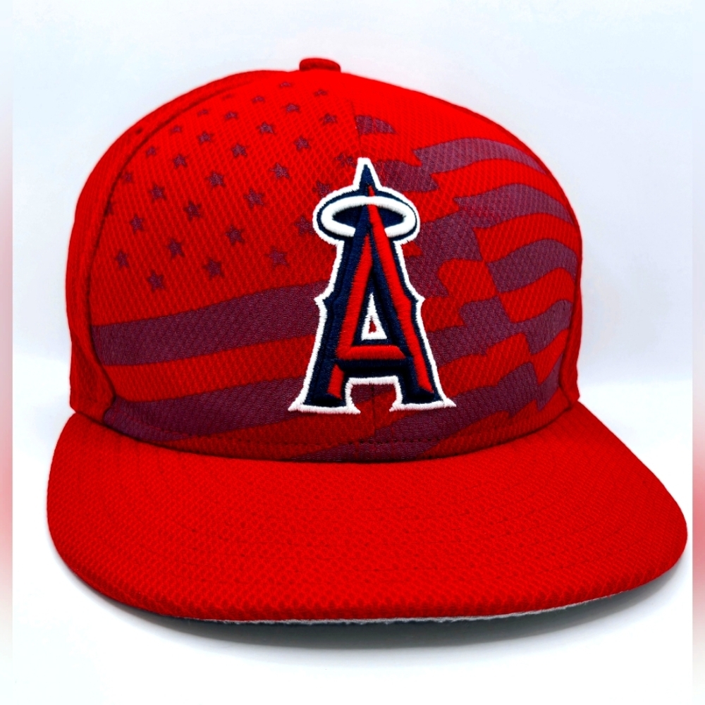 New Era 59Fifty Los Angeles Angels‎ Anaheim MLB Hat/Cap fitted Sz 7 1/2 On Field